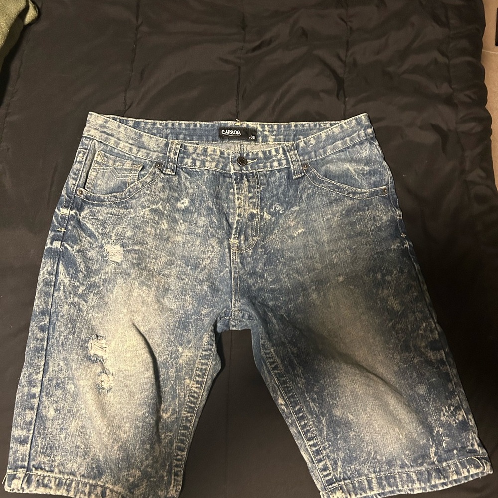 Carbon Distressed Blue Jean Shorts